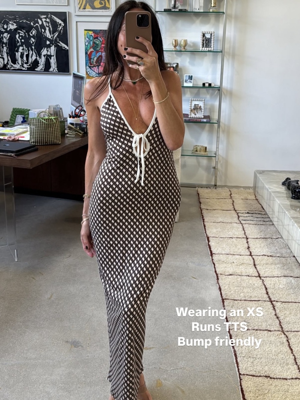 RESA Brown and White Knit Maxi Dress